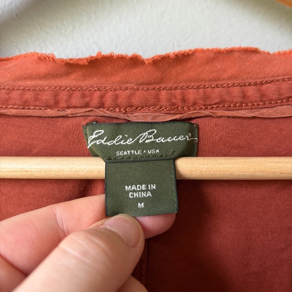 Eddie Bauer Womens Shirt Long Sleeve Burnt Orange Size Medium Ruffles - Picture 3 of 9